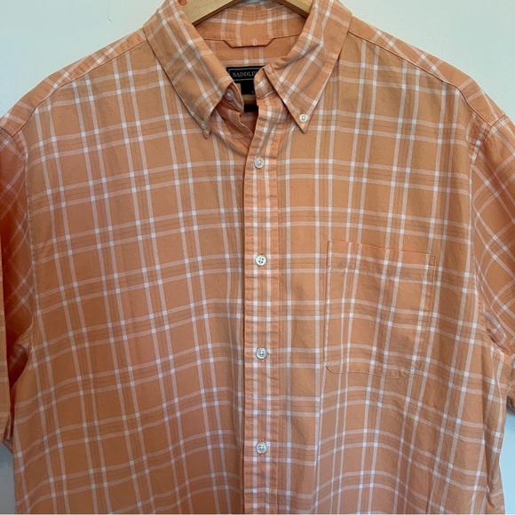 Men's Orange Plaid Shirt Saddlebred 100% Cotton - Picture 2 of 5